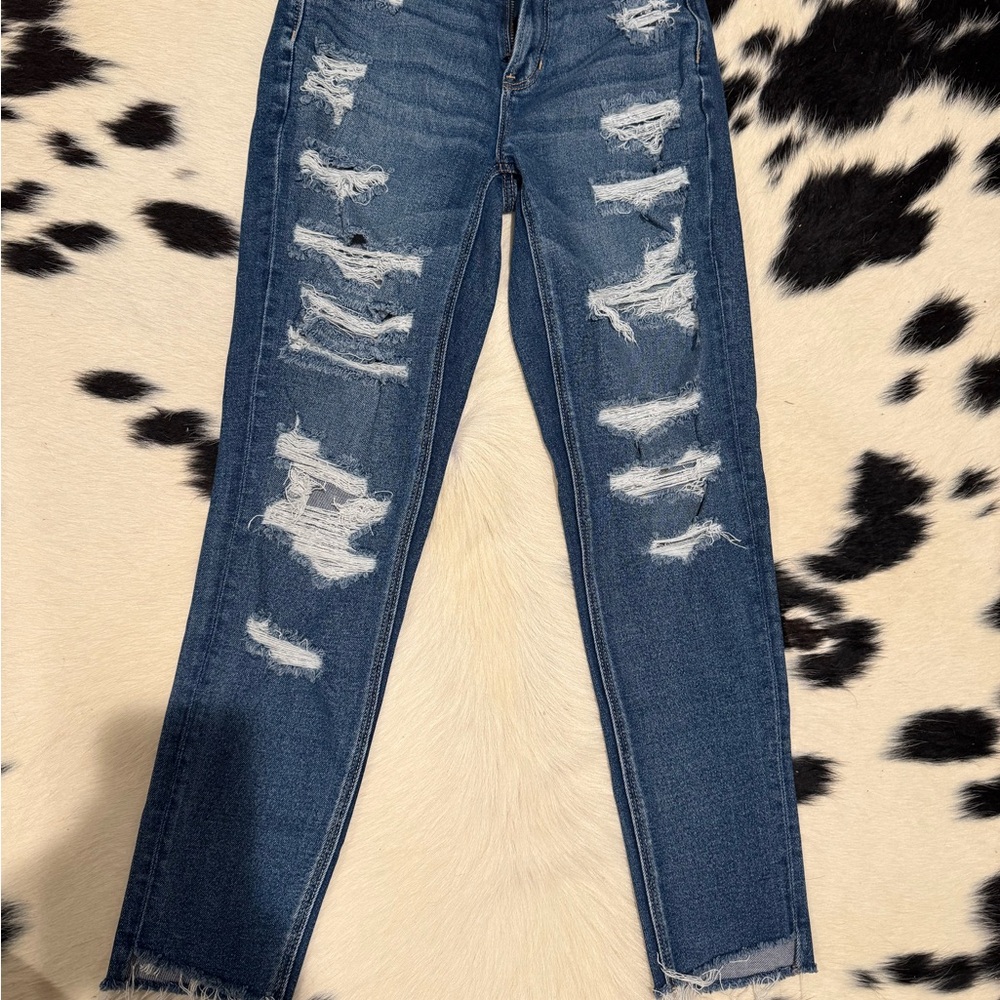 Distressed Blue Jeans